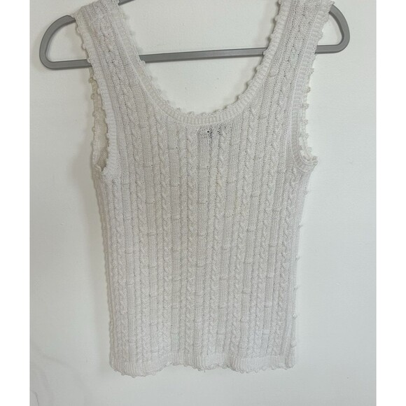 Nicholas Fine Knit Scoop Neck S/Less Top Cotton Blend White Front Buttons Sz M - Picture 5 of 5